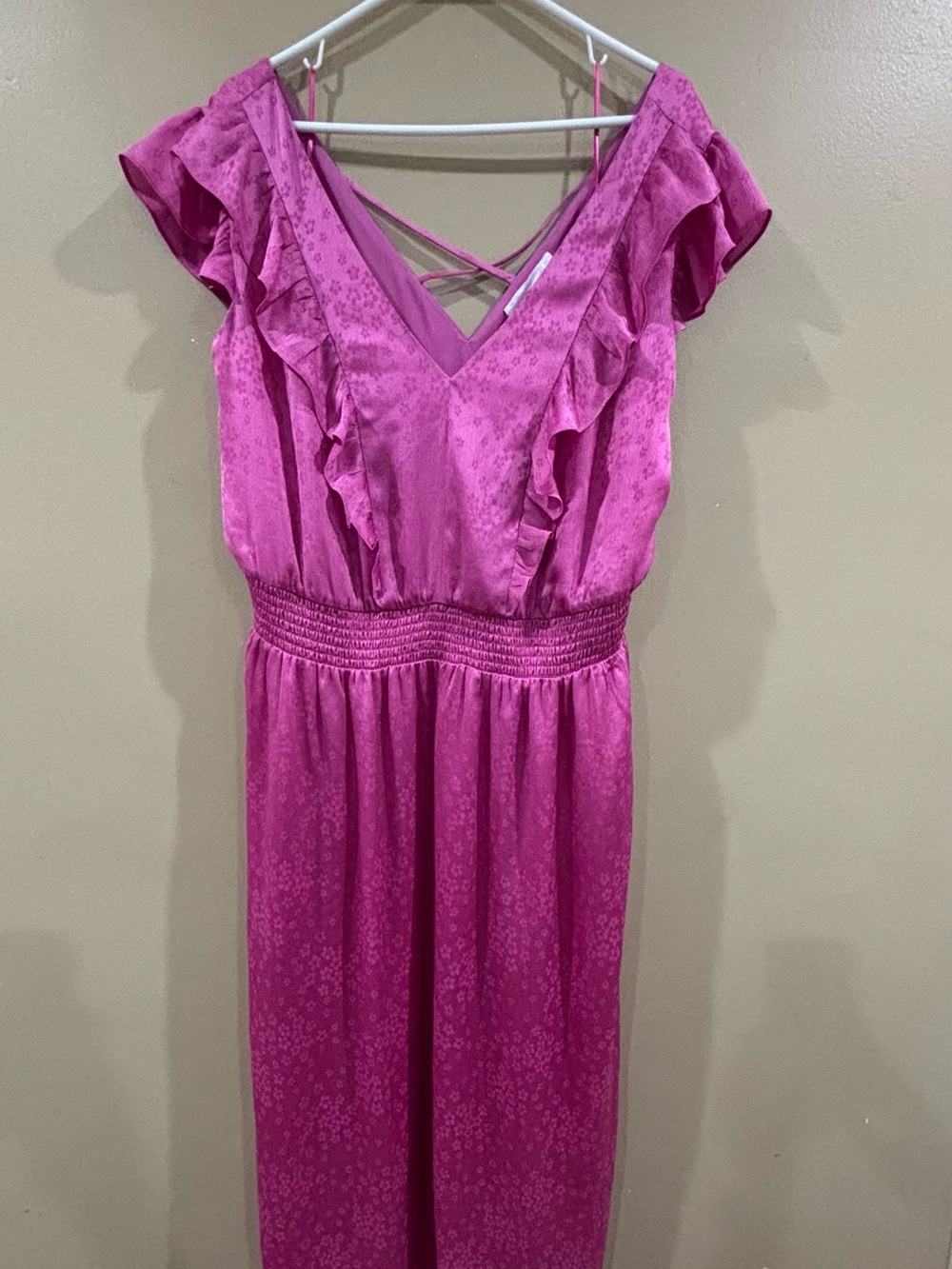 NWT Addition Elle Hot Pink Ruffle V‑Neck Dress